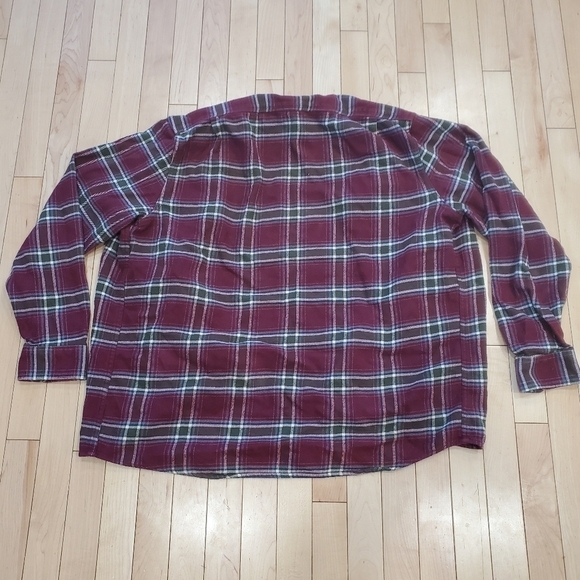 LL Bean dark wine color plaid flannel soft organic cotton button down | size L - Picture 5 of 6